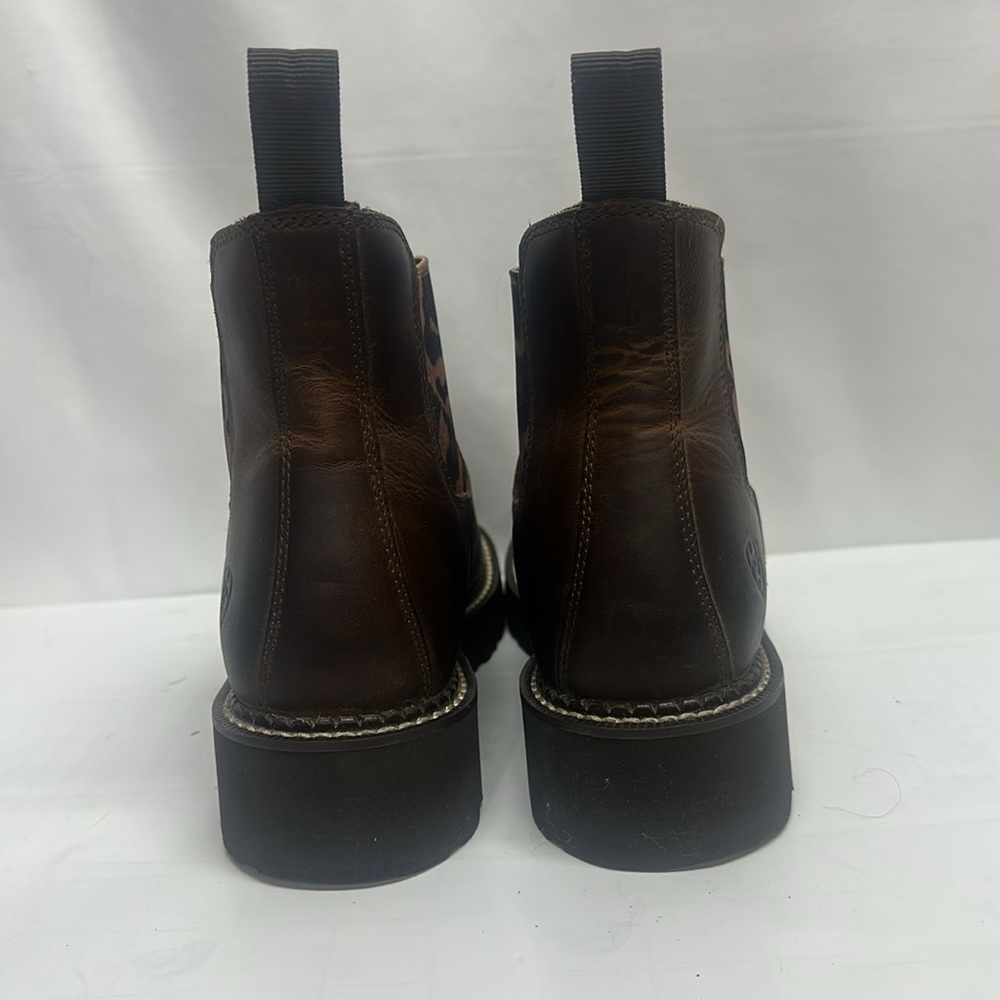 Ariat Brown with Leopard Print Chelsea Boots - Women’s Size 6.5B - Picture 3 of 8